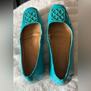 Naturalizer Turquoise Patent Square-Toe Ballet Flats